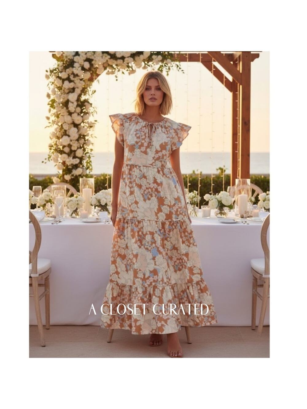 Ephemera Woodstock Tiered Floral Cotton Maxi Dress Medium/Large NWT